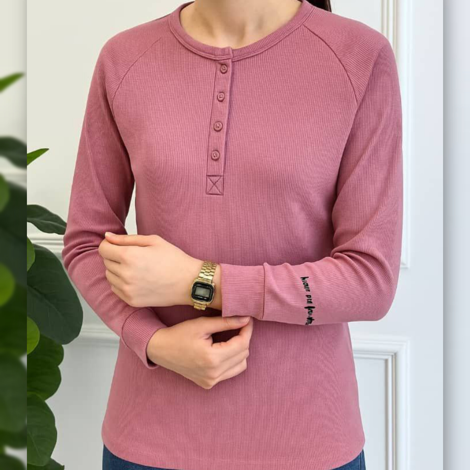 بلوزاستین بلند 4دکمه عمده (پک 4 عددی)