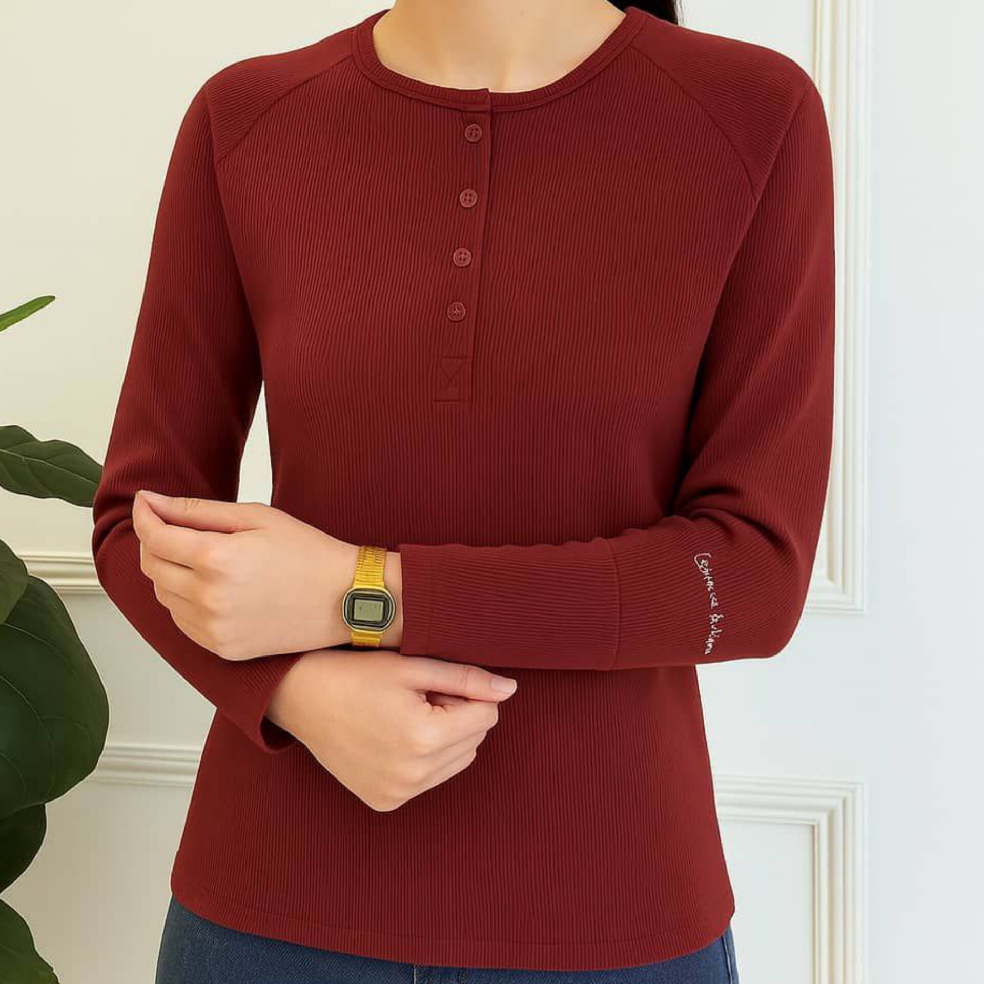 بلوزاستین بلند 4دکمه عمده (پک 4 عددی)