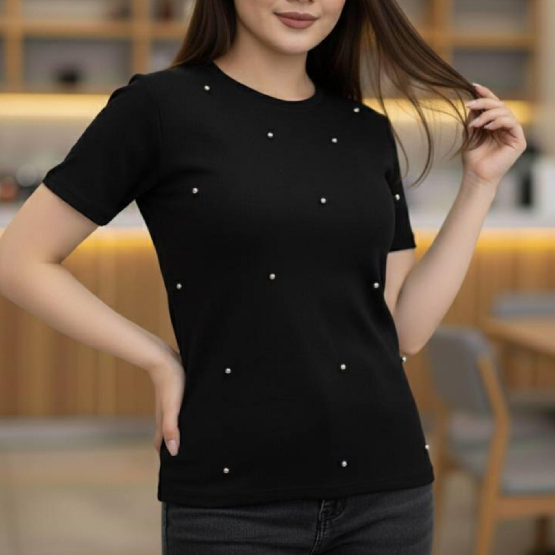 تیشرت بیسیک مرواریدی عمده (پک 5 عددی)