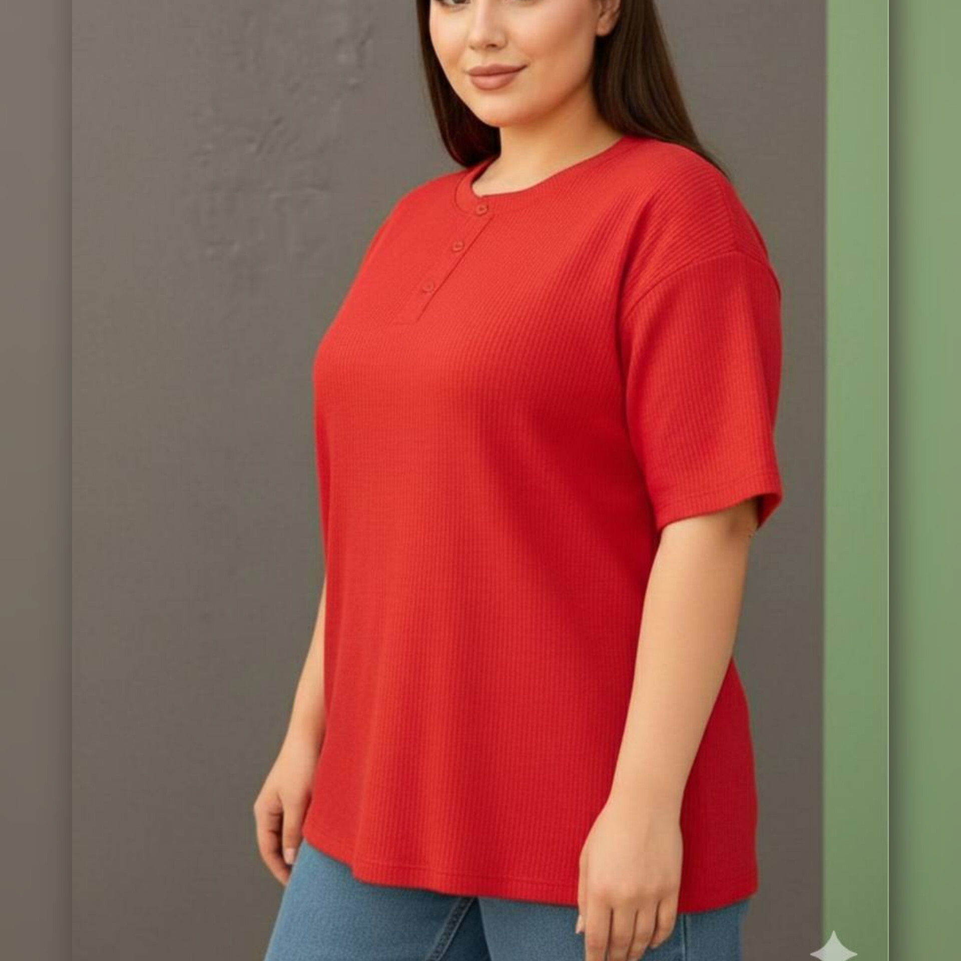 ️تیشرت جلو ۳دکمه قواره بزرگ عمده (پک 6 عددی)️