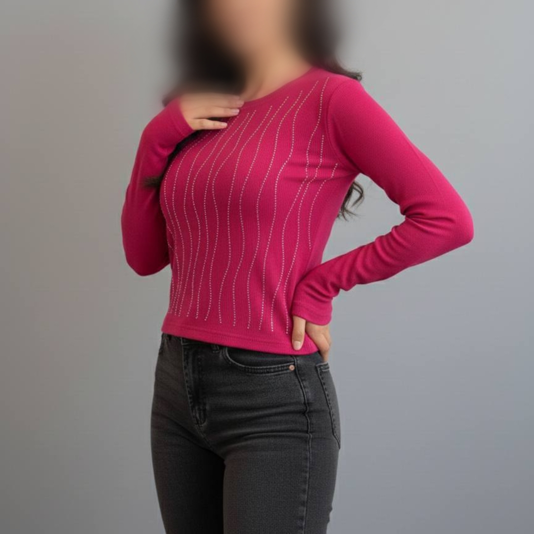 ️نیمتنه نگینی استین فینگری عمده (پک 5 عددی)️