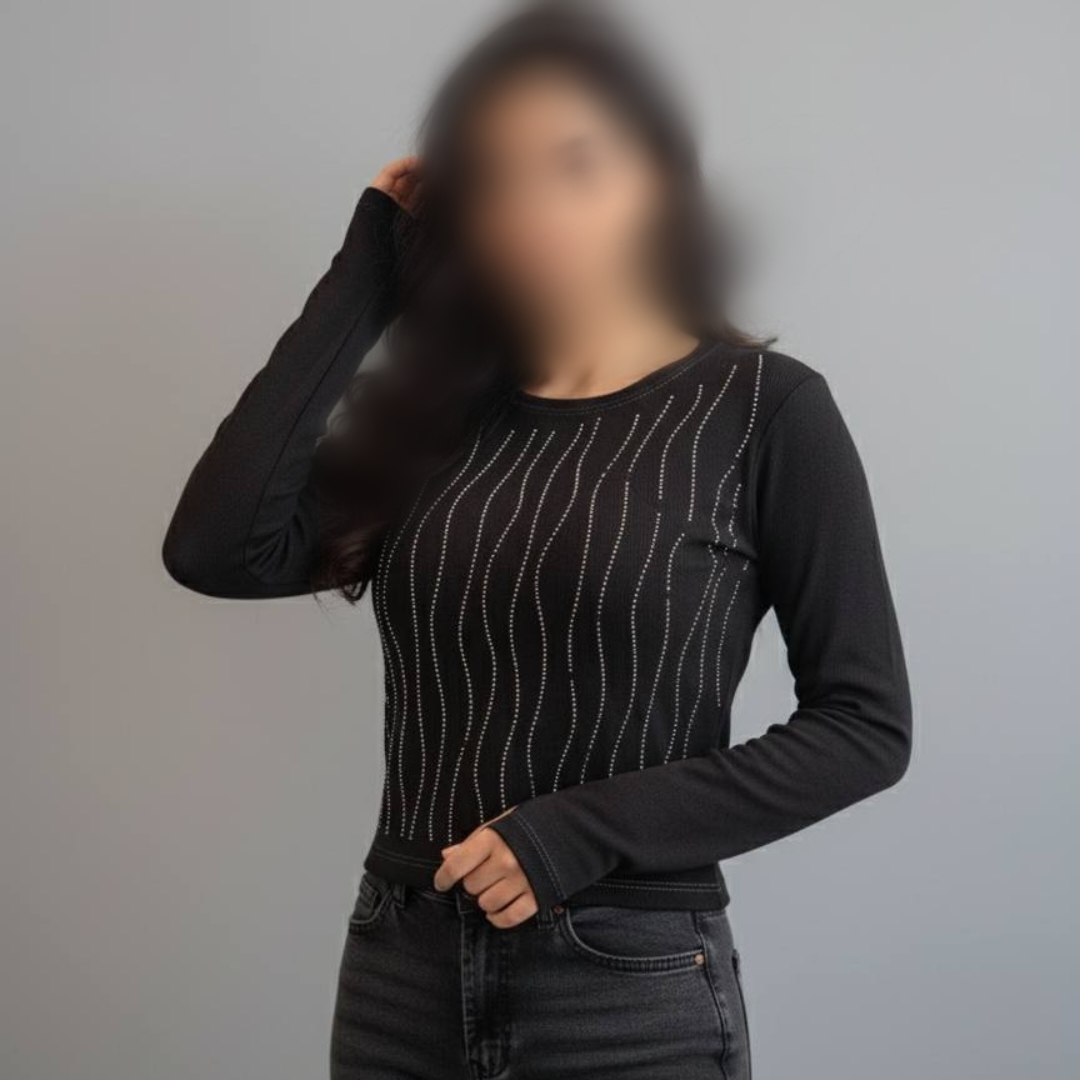 ️نیمتنه نگینی استین فینگری عمده (پک 5 عددی)️