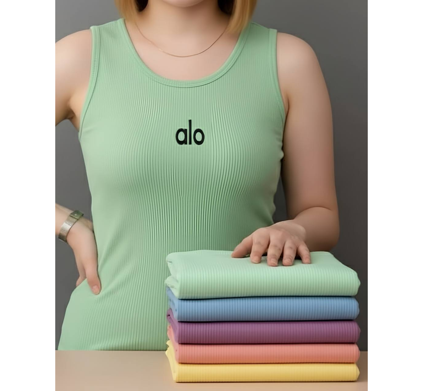 کراپ زنانه بیسیک چاپ alo عمده (پک 6 عددی)