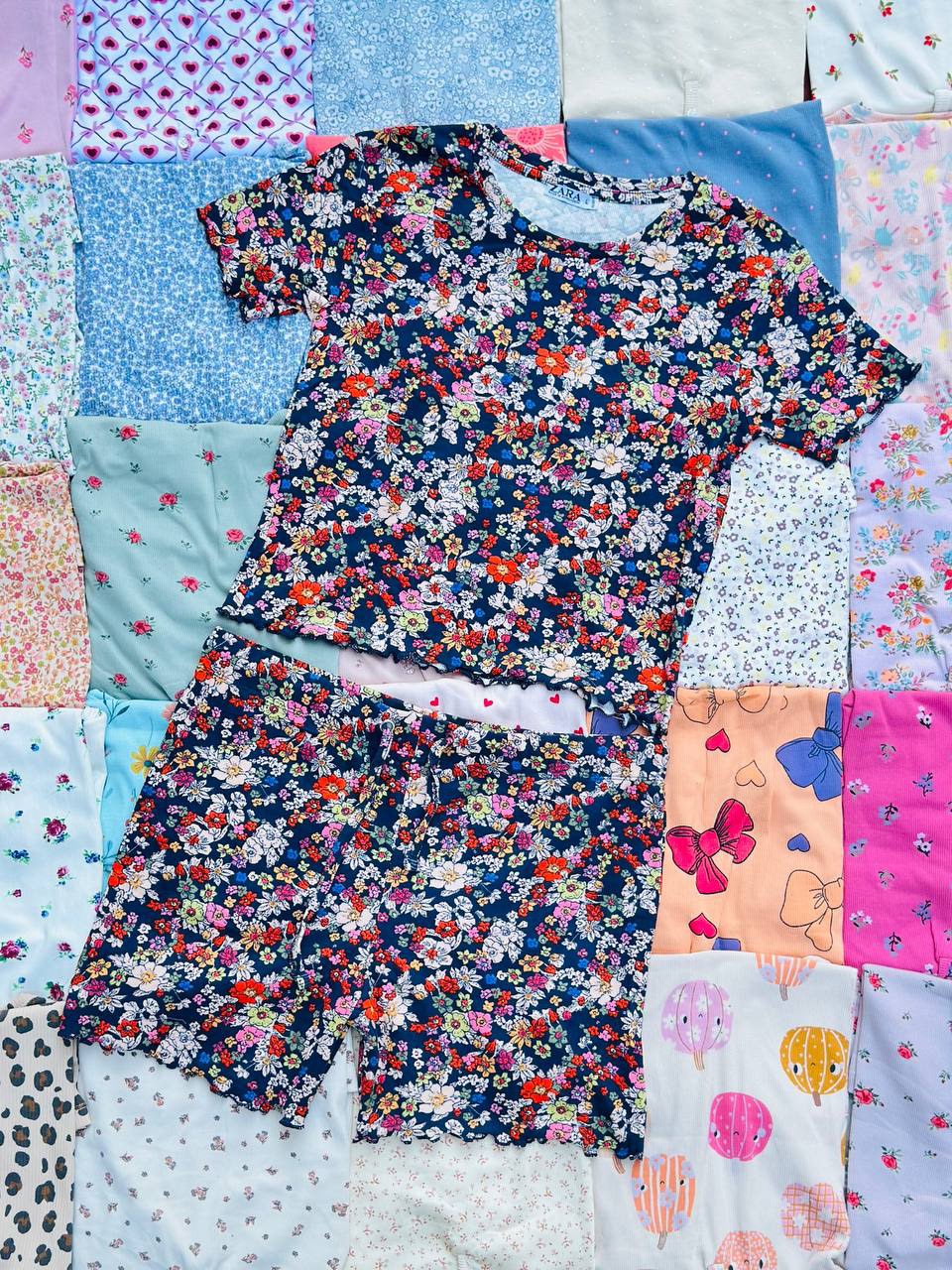 ست کراپ و شورتک zara عمده (پک 6 عددی)