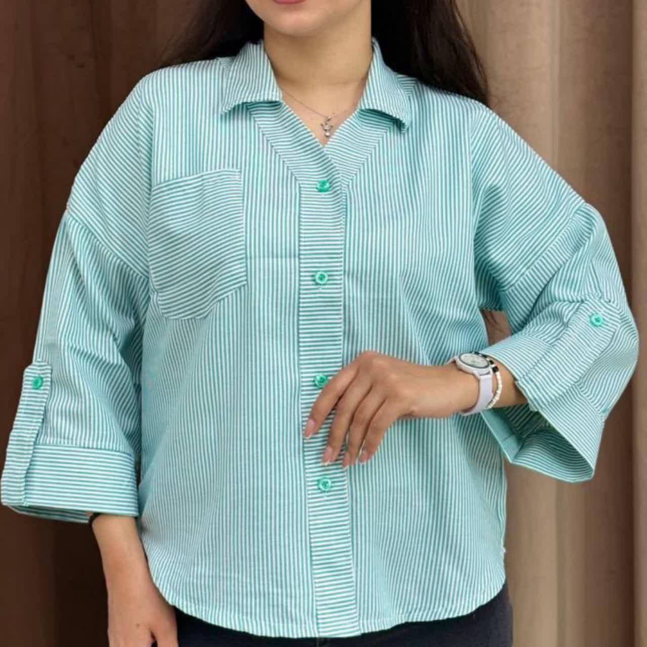 شومیز یقه هفت تک جیب عمده (پک 5 عددی)