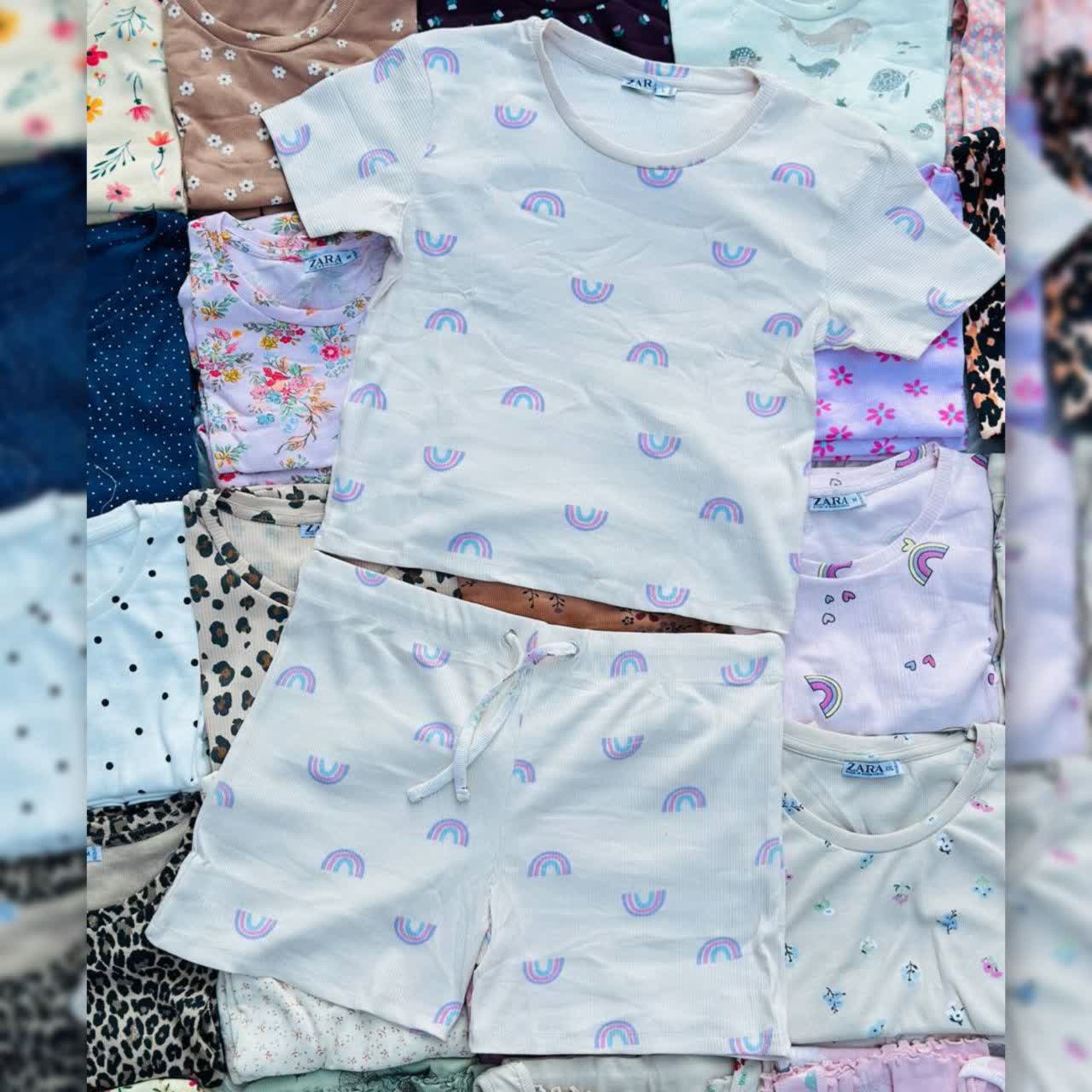 ست کراپ و شورتک ZARA عمده (پک 6 عددی)