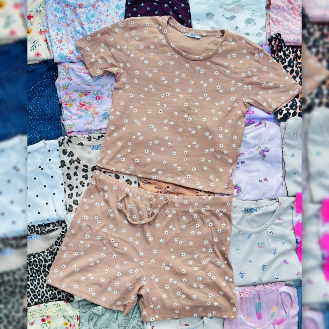 ست کراپ و شورتک ZARA عمده (پک 6 عددی)