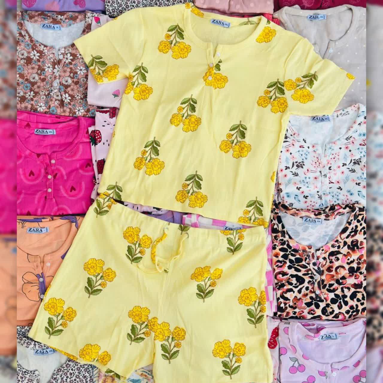 ست کراپ و شورتک zara عمده (پک 6 عددی)