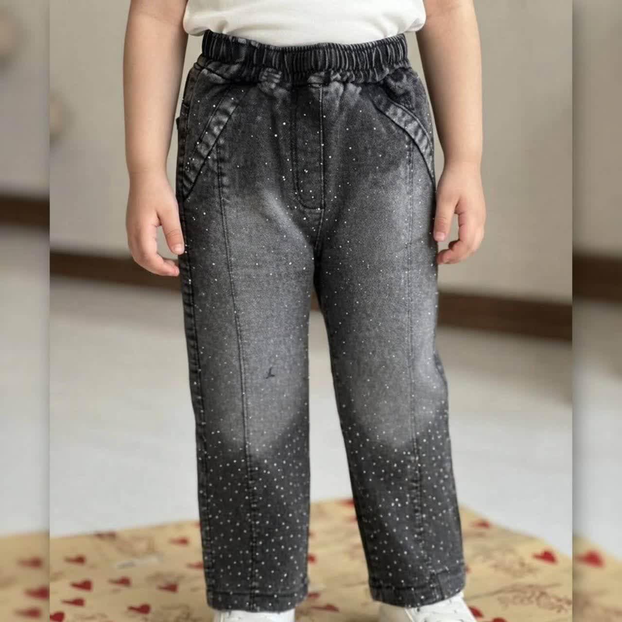 شلوار بگ نگین دار عمده (پک 4 عددی)